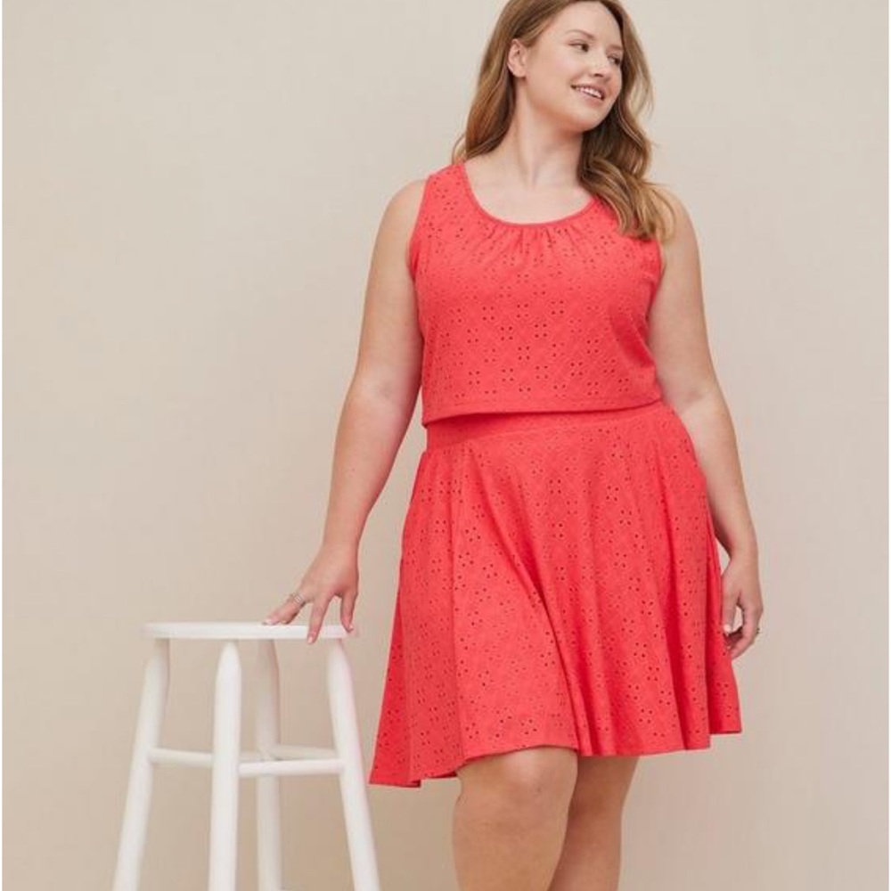 Torrid Tank & Skater Skirt Set - Knit Eyelet Pink Size 1